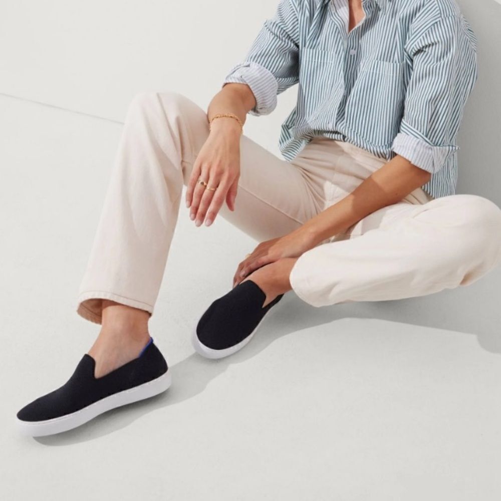 Rothy's The Original Slip-On Sneaker in Black Size 7.5